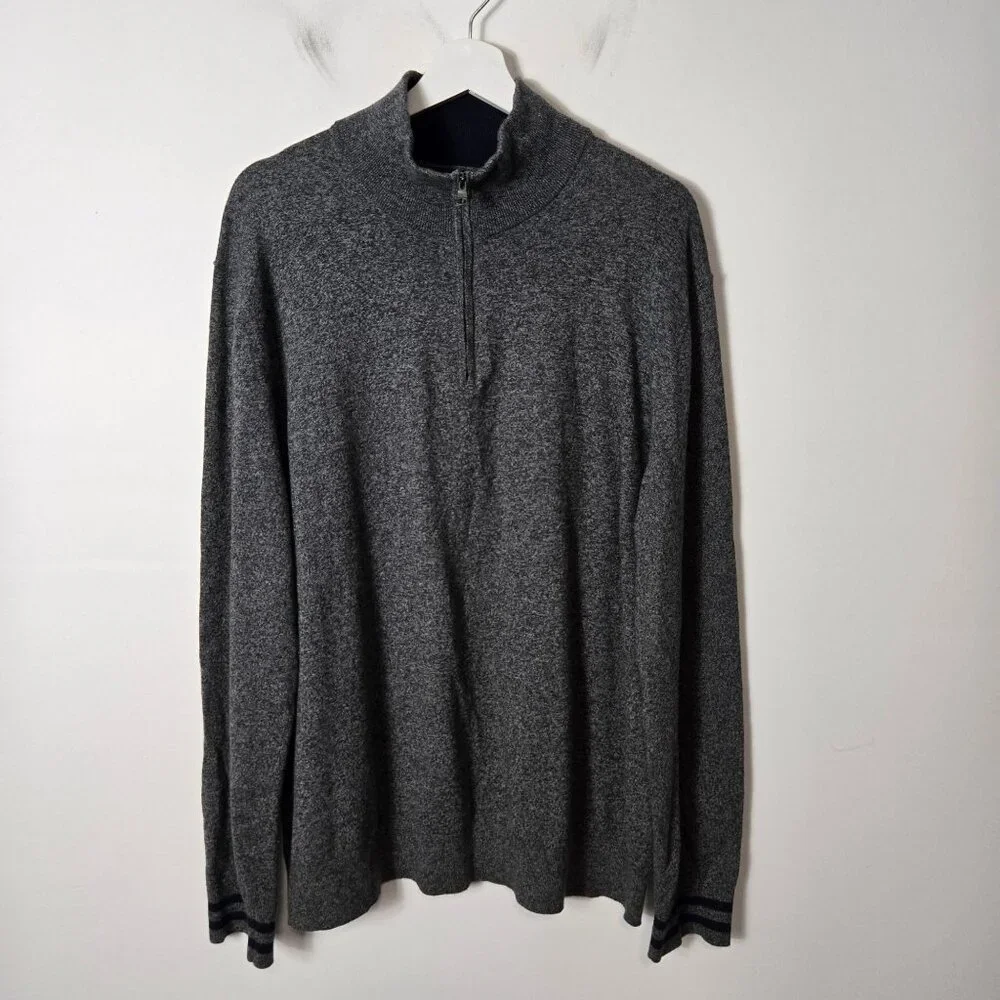 Banana Republic Men's Size XL Pima Cotton & Cashmere Blend 1/2 Zip Sweater Gray